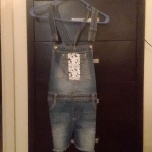 Jean and lace overalls